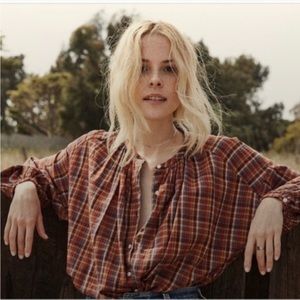 Doen Jane Blouse Blue Autumn Plaid